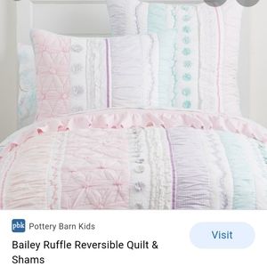 Pottery Barn Kids Bailey Ruffle Quilt and 2 shams